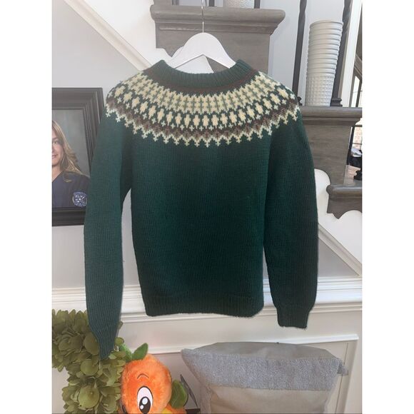 Vintage Breffni Crafts Sweaters - Vintage Breffni Crafts Leslie Poole Green Wool Blend Fair Isle Sweater sz 38 U.S